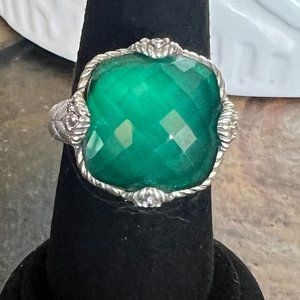 Judith Ripka Chalcedony Gemstone Diamonique Ring Sterling Silver SZ 8